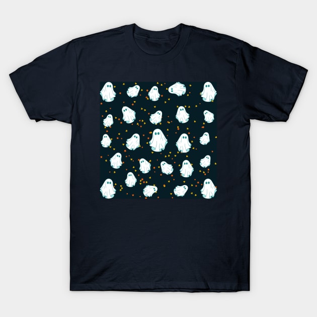 Halloween Ghosts Pattern Design T-Shirt by Cool and Awesome